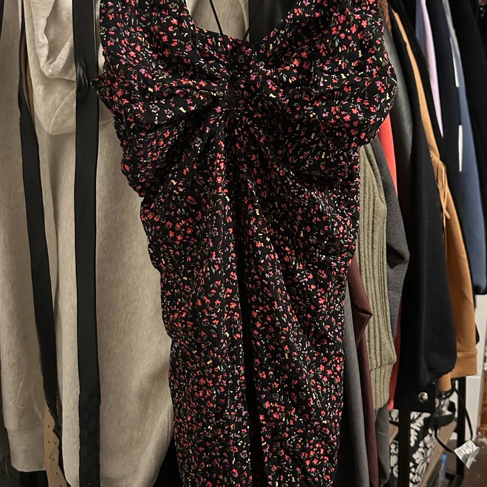 H&M Black and Red Floral Maxi Dress